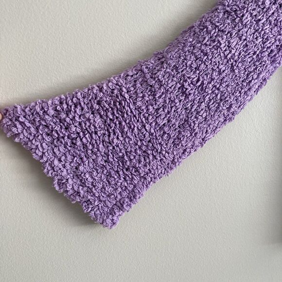 Free People Purple Sand Dune Bell Sleeve Sweater Large Cotton Blend V-neck Boho - Picture 4 of 9